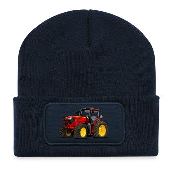 Traktor rot - Recycelte Patch Beanie - French Navy - Vorne