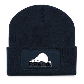 Berlin Deutschland Berliner Bär Wappentier Berlin - Recycelte Patch Beanie - French Navy - Vorne