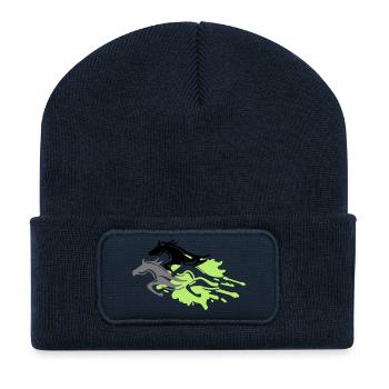 pferde - hengst - stute - fohlen - Recycelte Patch Beanie - French Navy - Vorne