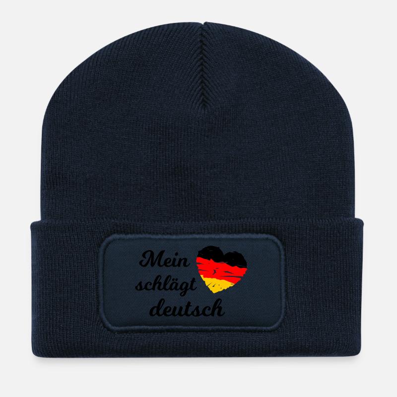 Mein Herz schlägt Deutsch - Recycelte Patch Beanie - French Navy