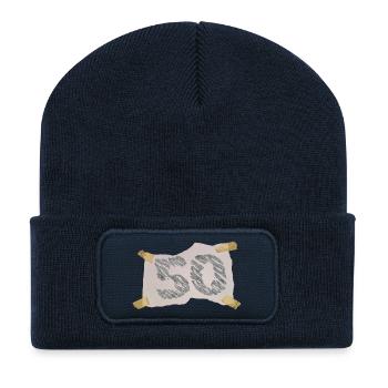 50. Geburtstag - Recycelte Patch Beanie - French Navy - Vorne