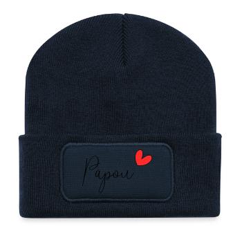 PAPOU. PAPA. FÊTE DES PÈRES. BONNE FÊTE PAPA - Beanie recyclé à patch - bleu marine - Devant