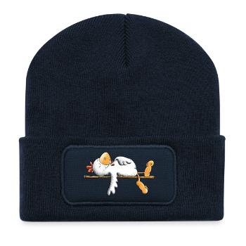 Poulet paresseux I Paresseux Je Dors - Beanie recyclé à patch - bleu marine - Devant