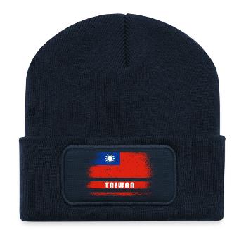 Taiwan Vintage Flaggen Design - Recycelte Patch Beanie - French Navy - Vorne