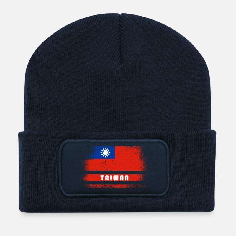 Taiwan Vintage Flaggen Design - Recycelte Patch Beanie - French Navy