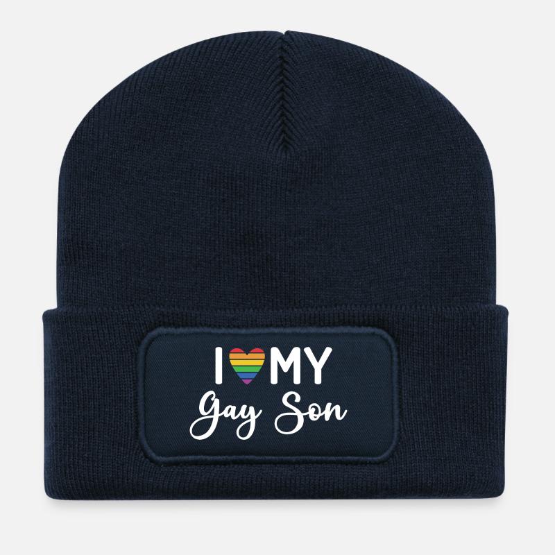 Ich liebe meinen schwulen Sohn - Recycelte Patch Beanie - French Navy