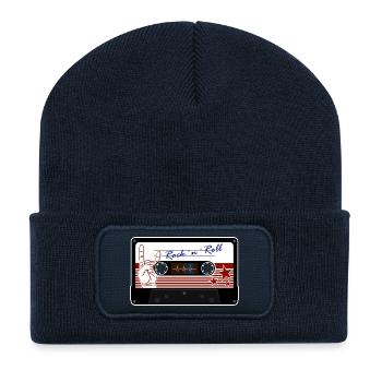 Cassette de rock 'n' roll rétro - Beanie recyclé à patch - bleu marine - Devant