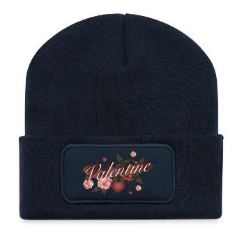 typographie magique de la Saint-Valentin avec des roses - Beanie recyclé à patch - bleu marine - Devant