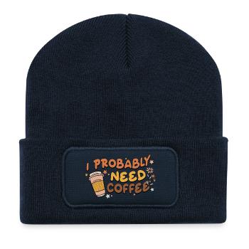 Ich brauche wahrscheinlich Kaffee - Recycelte Patch Beanie - French Navy - Vorne