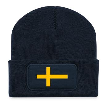 Croix de Suède - Beanie recyclé à patch - bleu marine - Devant