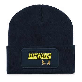 Zertifizierter Baggerfahrer - Recycelte Patch Beanie - French Navy - Vorne