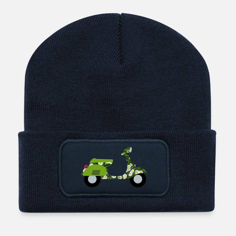 Roller Gänseblumen Wiese Urlaub Sommer Italien Fan - Recycelte Patch Beanie - French Navy