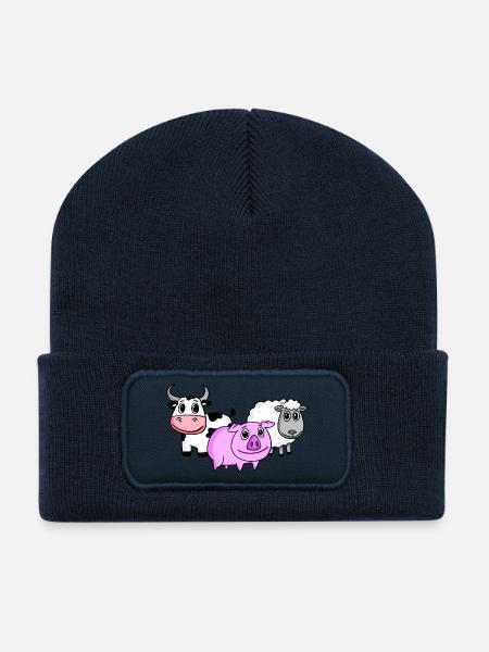Animaux mignons - Beanie recyclé à patch - bleu marine