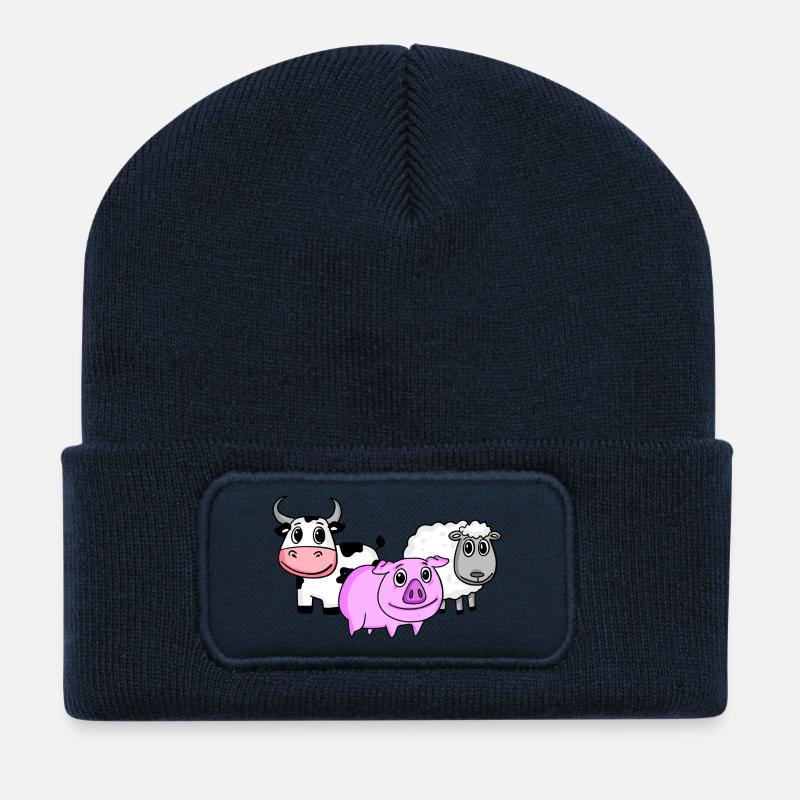 Animaux mignons - Beanie recyclé à patch - bleu marine