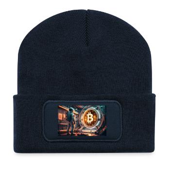 Bitcoin Astronaut Währung - Recycelte Patch Beanie - French Navy - Vorne