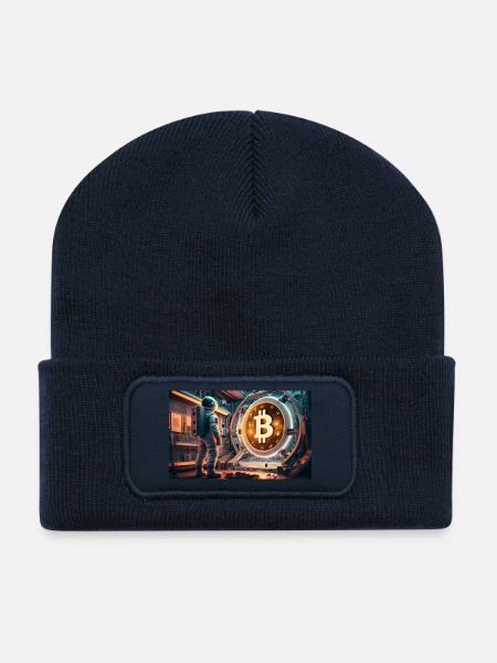 Bitcoin monnaie astronaute - Beanie recyclé à patch - bleu marine