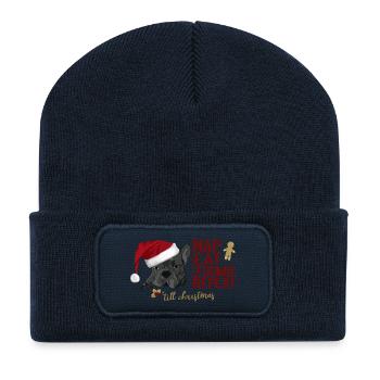 Nap Eat Zoomie Repeat – Noël pour chiens - Beanie recyclé à patch - bleu marine - Devant