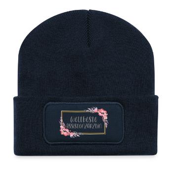 Assistenzärztin Ärztin Doktorin Beruf Geschenk - Recycelte Patch Beanie - French Navy - Vorne