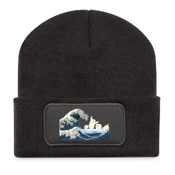 T Shirt écologie climat ours polaire réchauffement - Beanie recyclé à patch - charbon - Devant