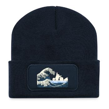 T Shirt écologie climat ours polaire réchauffement - Beanie recyclé à patch - bleu marine - Devant