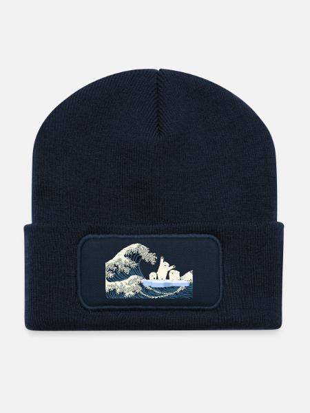 T Shirt écologie climat ours polaire réchauffement - Beanie recyclé à patch - bleu marine
