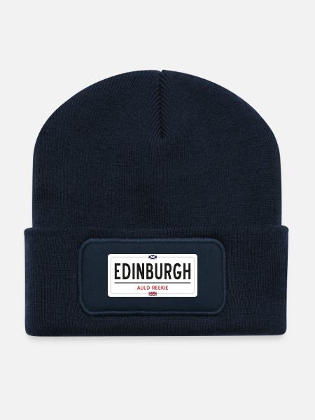 Edinburgh town sign - Recycled Patch Beanie - french navy