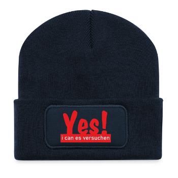 Yes i can es versuchen! - Recycelte Patch Beanie - French Navy - Vorne