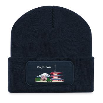 Mount Fuji, Japan, Pagoda - Recycled Patch Beanie - french navy - Front
