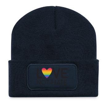 LGBT Pride Month - Love No Hate - Recycled Patch Beanie - french navy - Front