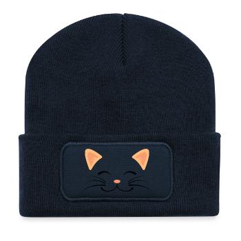 Cat Face - Recycelte Patch Beanie - French Navy - Vorne