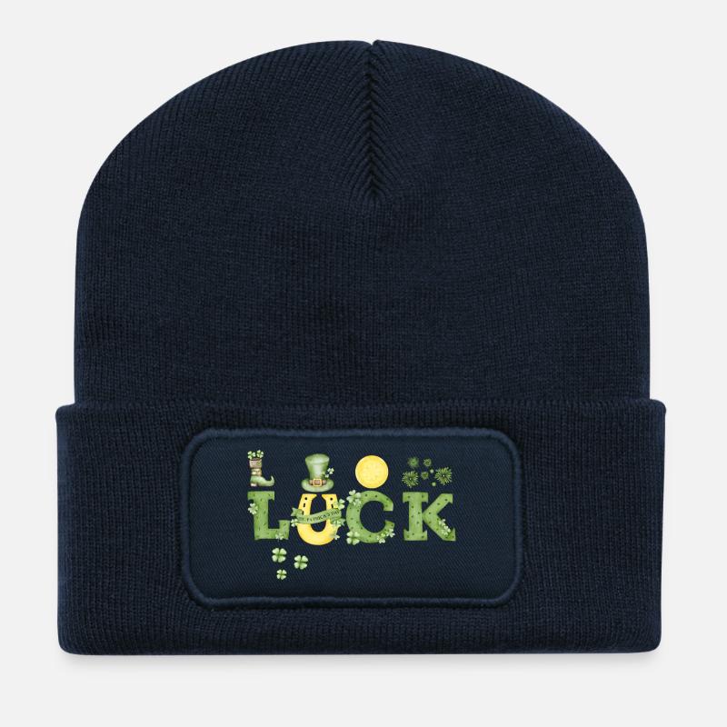 the luck is near - Recycelte Patch Beanie - French Navy
