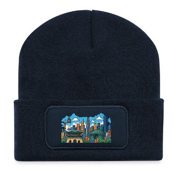 Seoul City, Corée du Sud - Beanie recyclé à patch - bleu marine - Devant