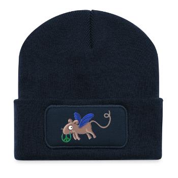 Peace mouse Susi flies for peace - Recycled Patch Beanie - french navy - Front