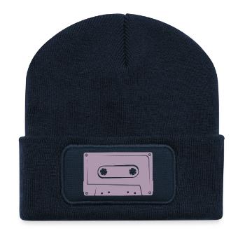 Cassette Rétro Lecteur Cassette Souvenirs Années 80 - Beanie recyclé à patch - bleu marine - Devant