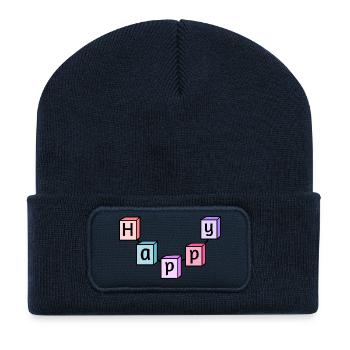 Happy - Recycelte Patch Beanie - French Navy - Vorne