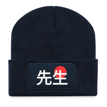 Japanisches Wort Lehrer Meister - Recycelte Patch Beanie - French Navy - Vorne