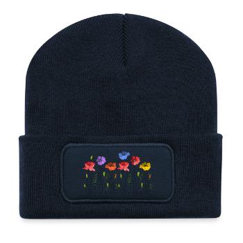 Blumen - Recycelte Patch Beanie - French Navy - Vorne
