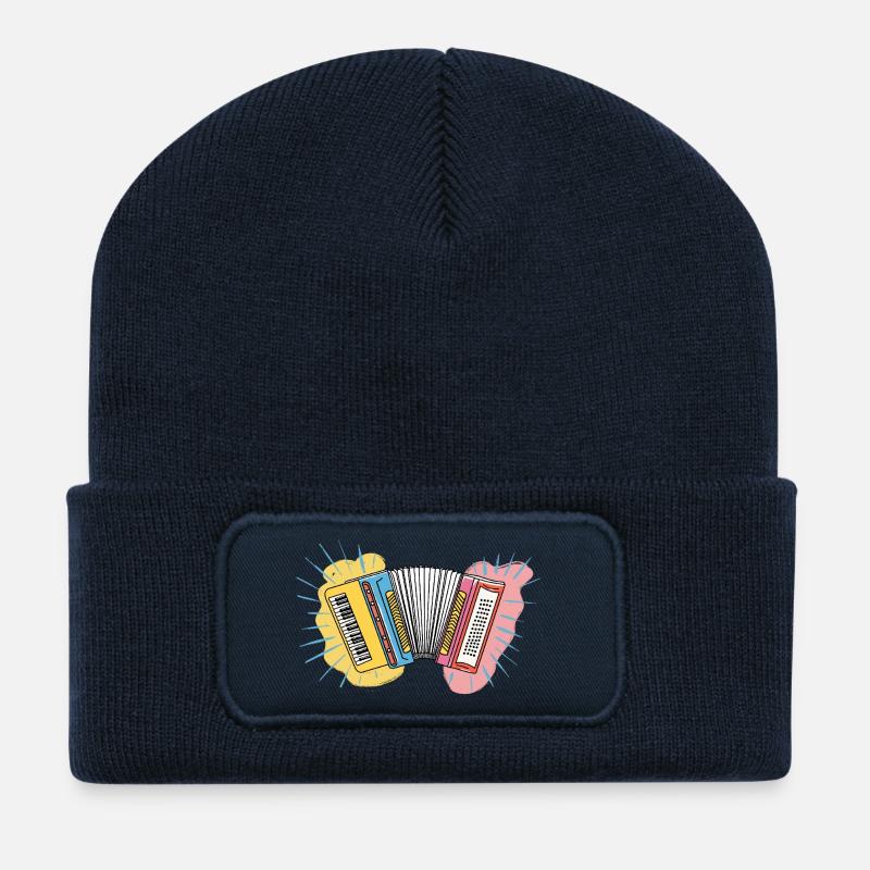Akkordeon im Sommerstil - Recycelte Patch Beanie - French Navy