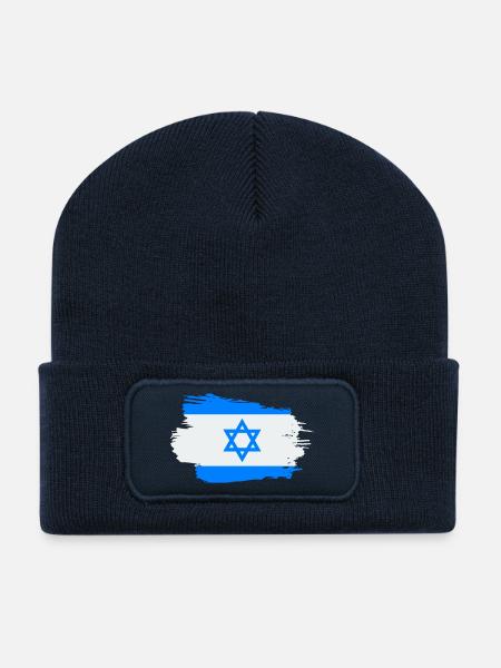 Israel Flagge Fahne Israel Jerusalem Davidstern - Recycelte Patch Beanie - French Navy