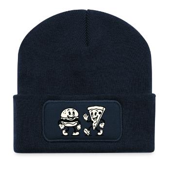 Burger Pizza Comic - Recycled Patch Beanie - french navy - Front