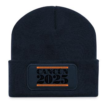 Cancún 2025 - Beanie recyclé à patch - bleu marine - Devant