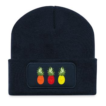 Motif d’ananas coloré pour l’été et les loisirs - Beanie recyclé à patch - bleu marine - Devant
