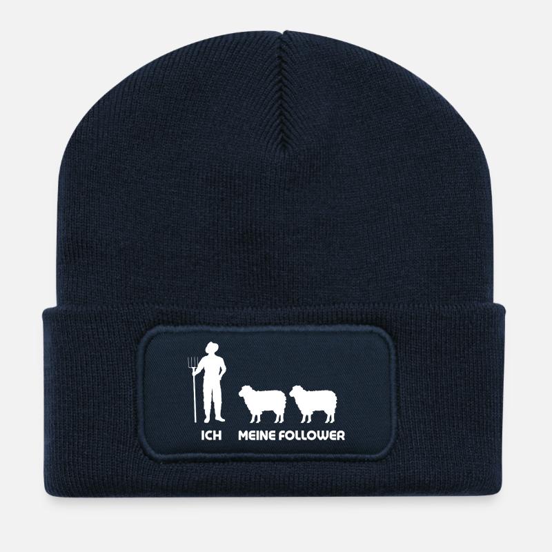 I My Followers Sheep Shepherd Farmer Farmer Man - Recycled Patch Beanie - french navy