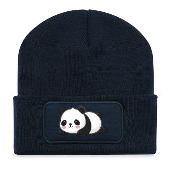 Amoureux des animaux panda mignon - Beanie recyclé à patch - bleu marine - Devant