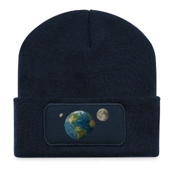 Erde mit zweitem Mond 2025 PN7 - Recycelte Patch Beanie - French Navy - Vorne