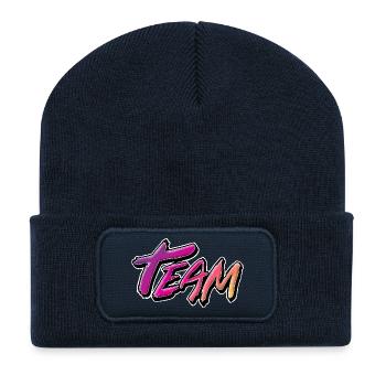 Équipe - Beanie recyclé à patch - bleu marine - Devant