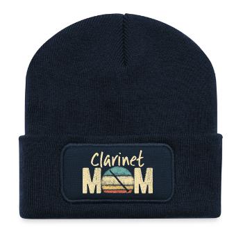 Klarinette Mama Retro Vintage Marching Band Design - Recycelte Patch Beanie - French Navy - Vorne