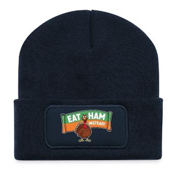 Eat Bacon – Thanksgiving Turkey - Recycled Patch Beanie - french navy - Front