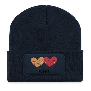 Deux cœurs câlins câlins - Beanie recyclé à patch - bleu marine - Devant