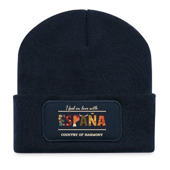Spanien, Land der Harmonie -Ich habe mich verliebt - Recycelte Patch Beanie - French Navy - Vorne